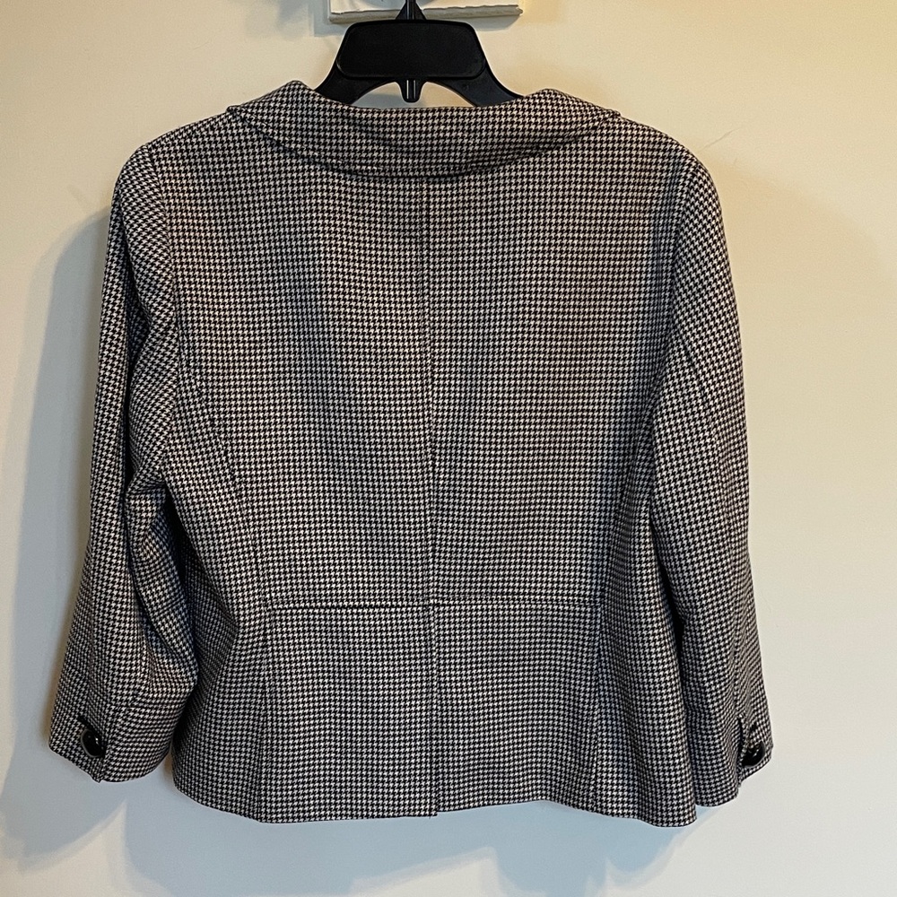 Talbots Wool Houndstooth Blazer Jacket Black Whit… - image 6